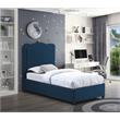 Meridian Furniture Felix Navy Linen Textured Fabric Twin Bed