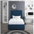 Meridian Furniture Felix Navy Linen Textured Fabric Twin Bed