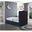 Meridian Furniture Felix Navy Linen Textured Fabric Twin Bed