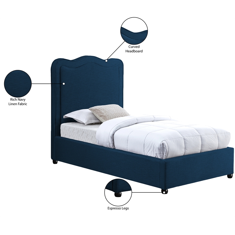 Meridian Furniture Felix Linen Fabric Twin Bed Meridian Furniture Felix Linen Fabric Twin Bed