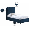 Meridian Furniture Felix Navy Linen Textured Fabric Twin Bed