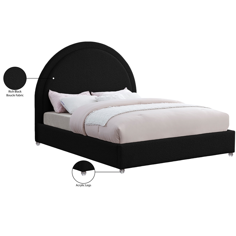Meridian Furniture Milo Black Fabric Queen Bed