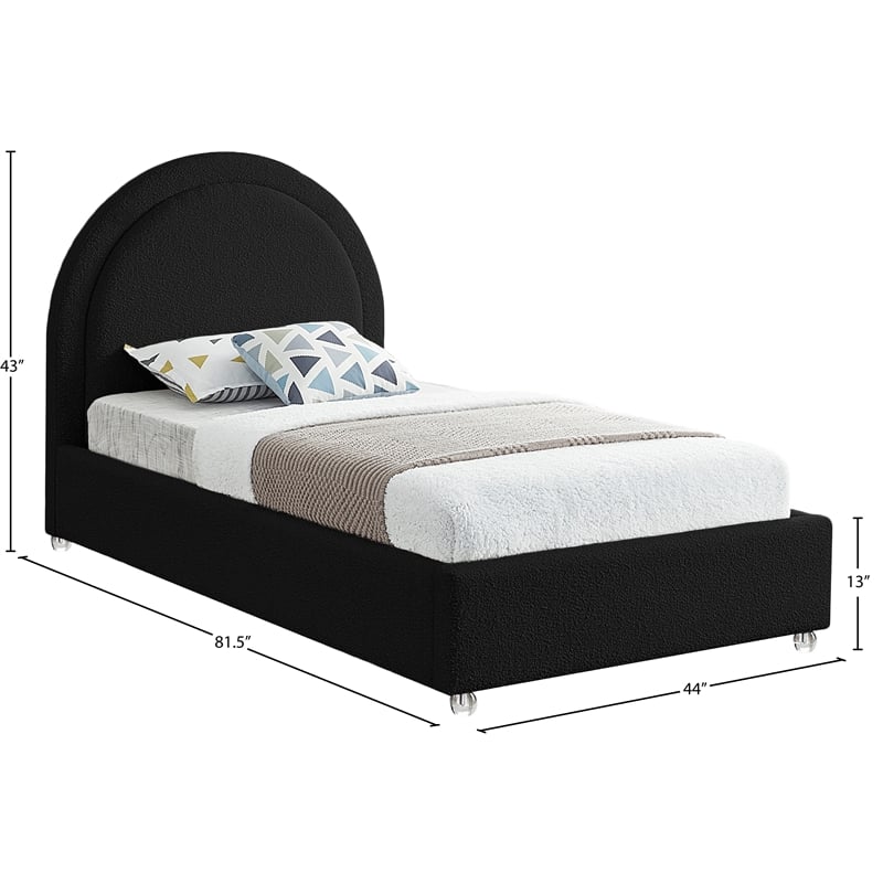 Meridian Furniture Milo Black Fabric Twin Bed