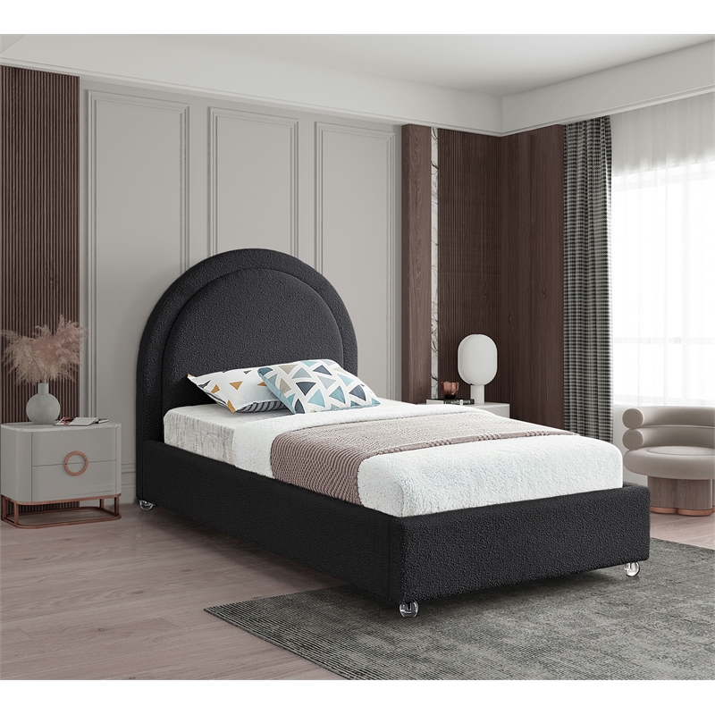 Meridian Furniture Milo Black Fabric Twin Bed