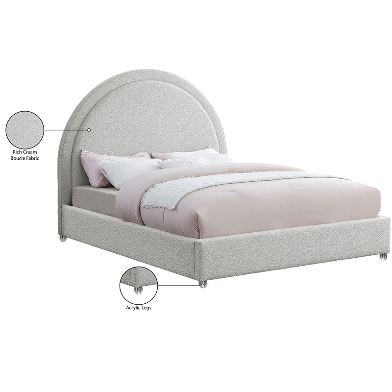 Meridian Furniture Milo Cream Fabric King Bed