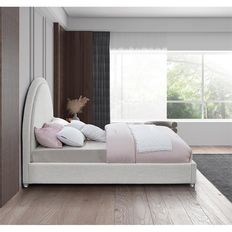 Meridian Furniture Milo Cream Fabric Queen Bed