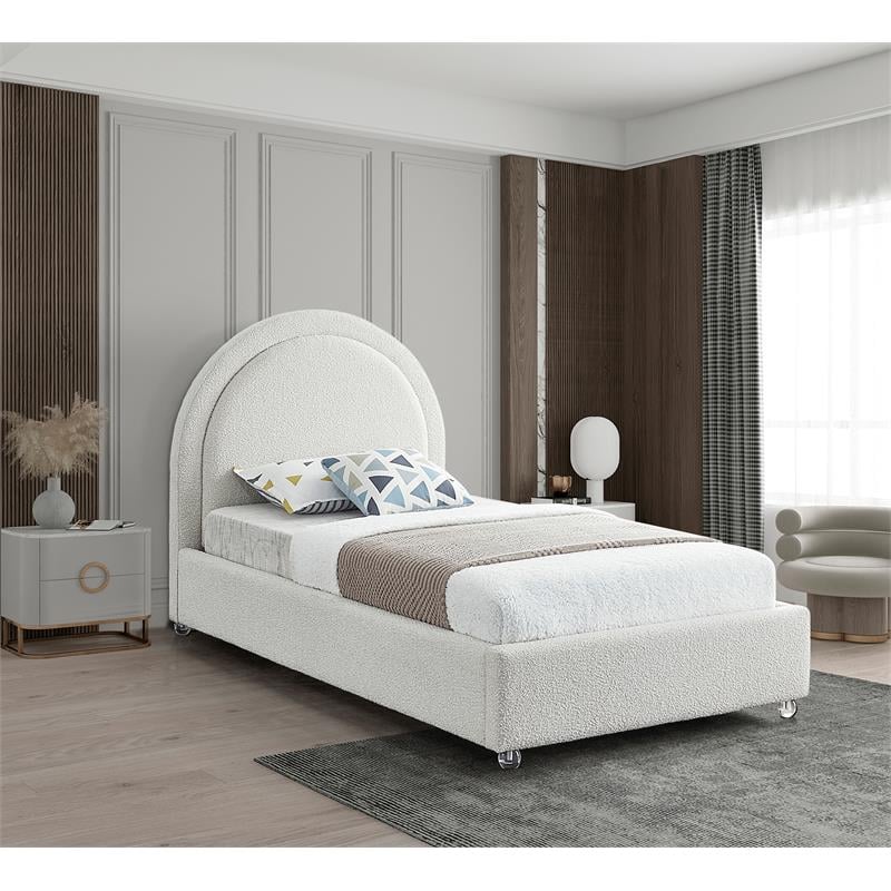 Meridian Furniture Milo Cream Fabric Twin Bed