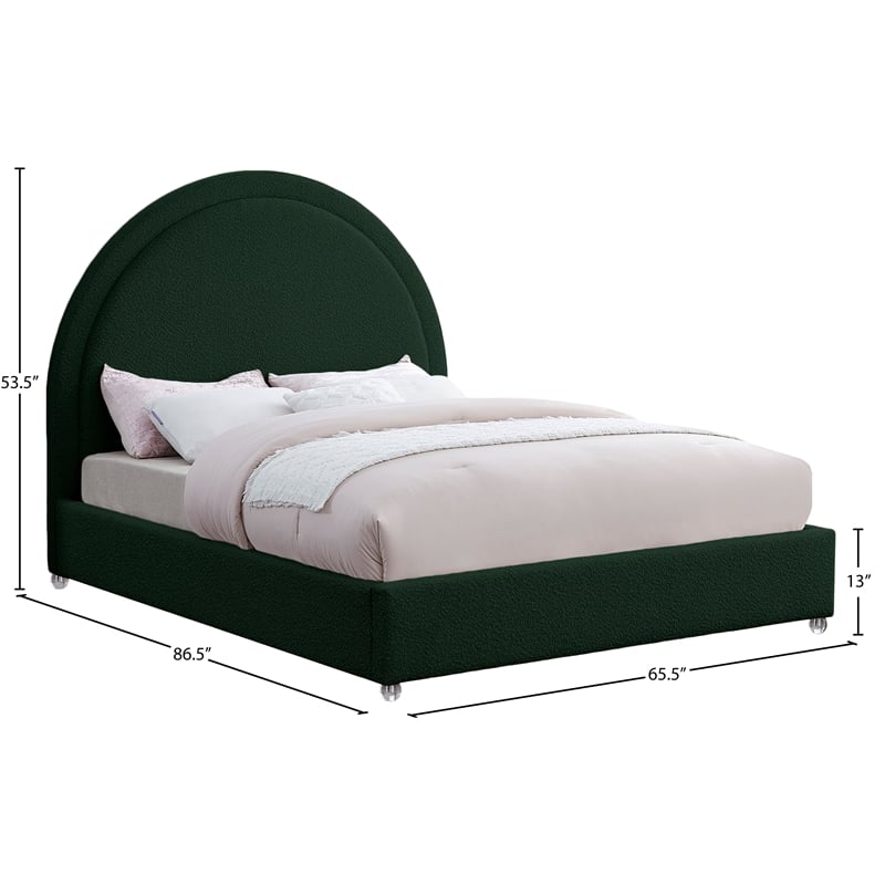 Meridian Furniture Milo Green Fabric Queen Bed