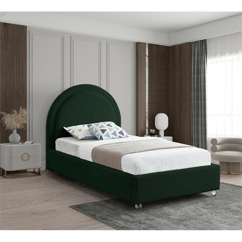 Meridian Furniture Milo Green Fabric Twin Bed