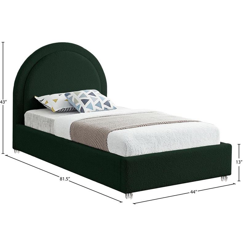 Meridian Furniture Milo Green Fabric Twin Bed