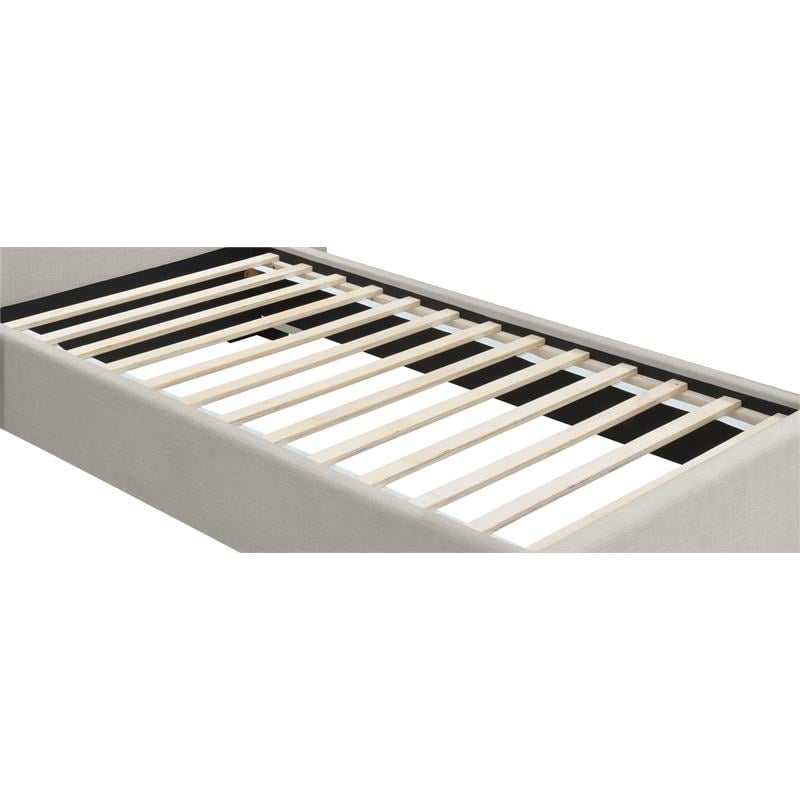 Meridian Furniture Pierce Beige Linen Textured Fabric Twin Bed