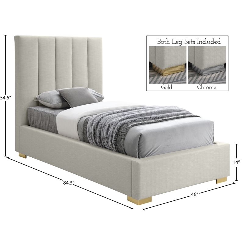 Meridian Furniture Pierce Twin Linen Bed Meridian Furniture Pierce Twin Linen Bed