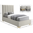 Meridian Furniture Pierce Beige Linen Textured Fabric Twin Bed