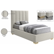 Meridian Furniture Pierce Beige Linen Textured Fabric Twin Bed