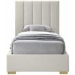 Meridian Furniture Pierce Beige Linen Textured Fabric Twin Bed