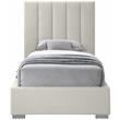 Meridian Furniture Pierce Beige Linen Textured Fabric Twin Bed
