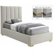 Meridian Furniture Pierce Beige Linen Textured Fabric Twin Bed