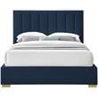 Meridian Furniture Pierce Navy Linen Textured Fabric Queen Bed