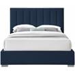 Meridian Furniture Pierce Navy Linen Textured Fabric Queen Bed