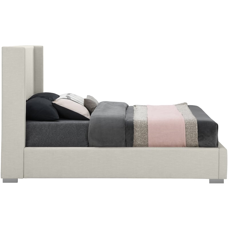 Meridian Furniture Royce Beige Linen Textured Fabric Full Bed