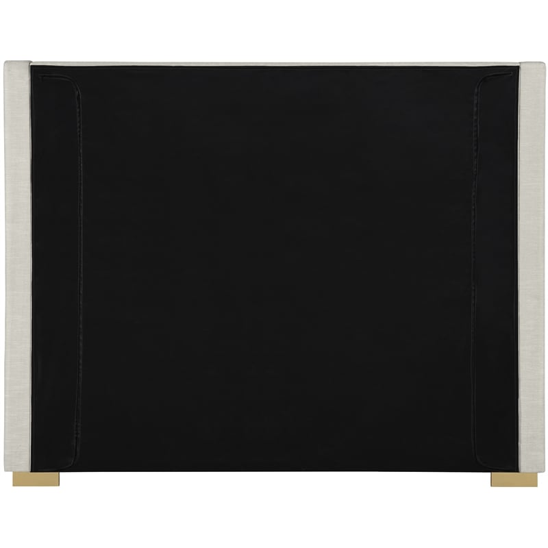 Meridian Furniture Royce Beige Linen Textured Fabric Full Bed