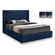 Meridian Furniture Royce Navy Linen Textured Fabric Full Bed