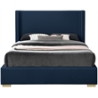 Meridian Furniture Royce Navy Linen Textured Fabric Full Bed