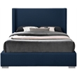 Meridian Furniture Royce Navy Linen Textured Fabric Full Bed