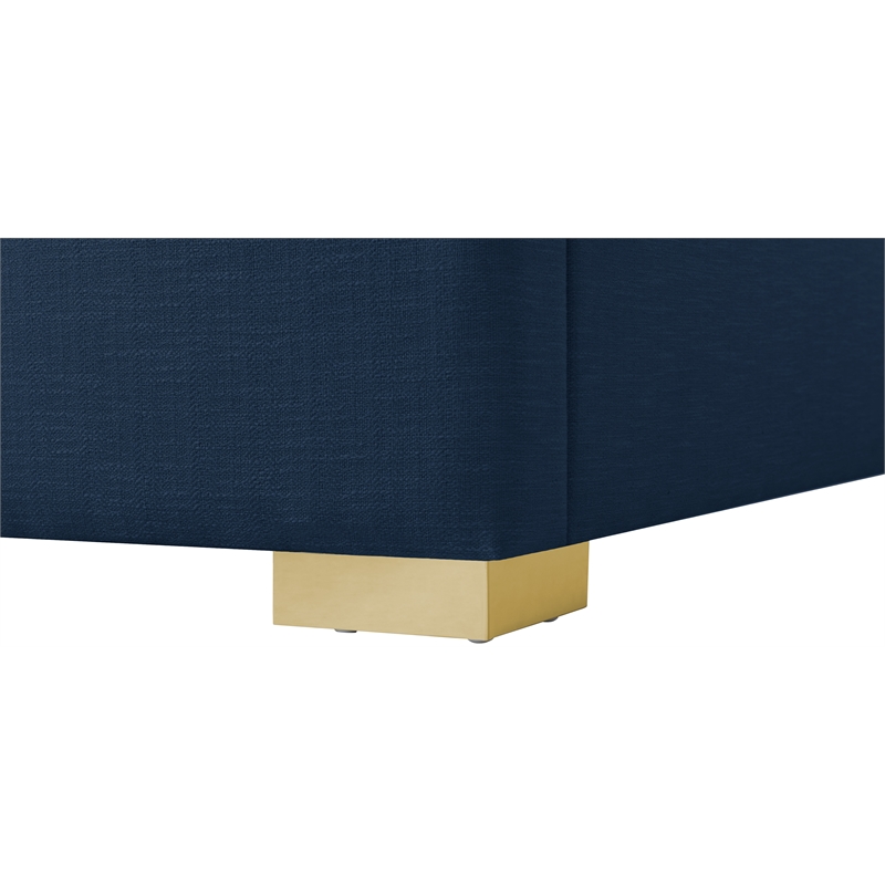 Meridian Furniture Royce Navy Linen Textured Fabric Full Bed