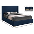 Meridian Furniture Royce Navy Linen Textured Fabric Full Bed