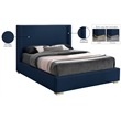 Meridian Furniture Royce Navy Linen Textured Fabric Full Bed