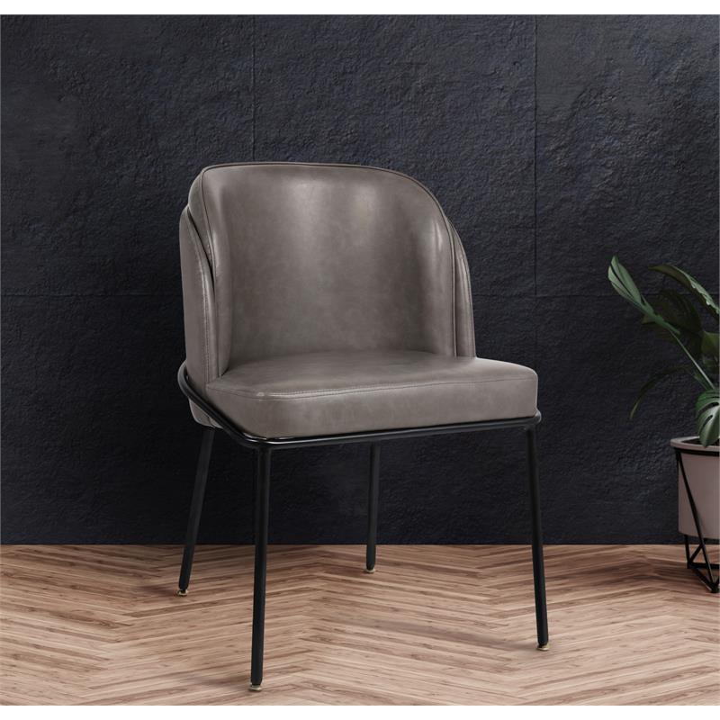 Meridian Furniture Jagger Grey Vegan Leather Dining Chair (Set of 2)