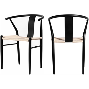 Meridian Furniture Beck Beige Hand Woven Rope Dining Chair