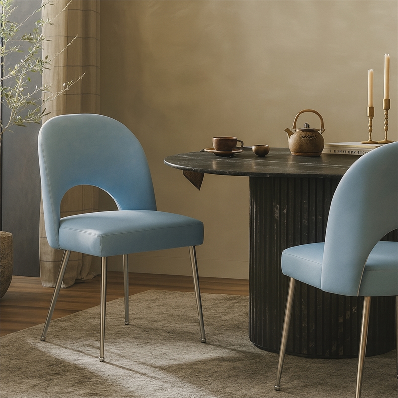 Meridian Furniture Logan Light Blue Vegan Leather Dining Chair