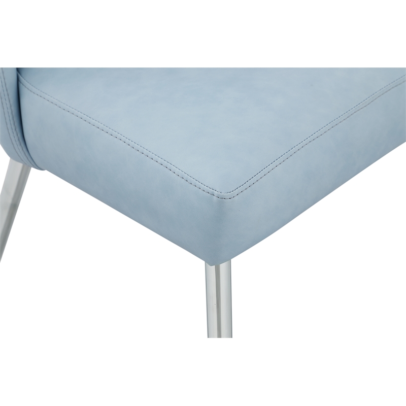 Meridian Furniture Logan Light Blue Vegan Leather Dining Chair
