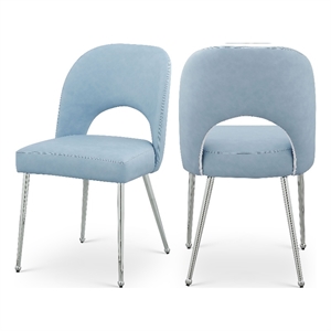 Meridian Furniture Logan Light Blue Vegan Leather Dining Chair
