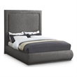 Meridian Furniture Brooke Grey Linen Textured Fabric King Bed