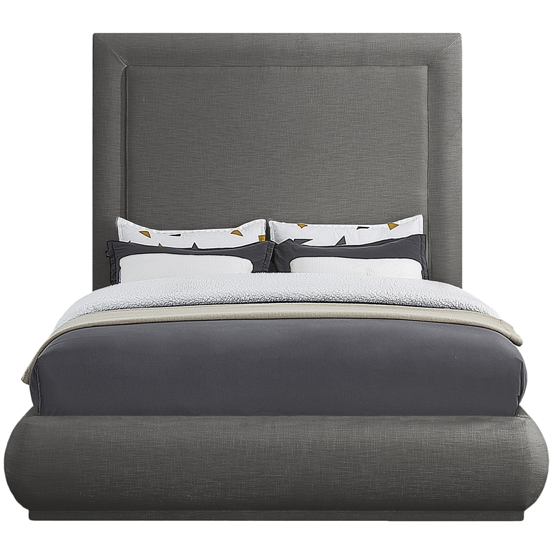 Meridian Furniture Brooke Grey Linen Textured Fabric King Bed