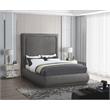 Meridian Furniture Brooke Grey Linen Textured Fabric Queen Bed
