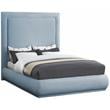Meridian Furniture Brooke Light Blue Linen Textured Fabric Queen Bed