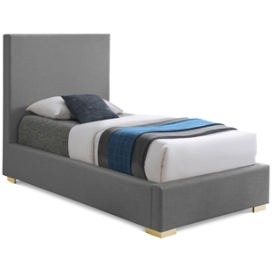 Meridian Furniture Crosby Grey Linen Textured Fabric Twin Bed