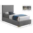 Meridian Furniture Crosby Grey Linen Textured Fabric Twin Bed