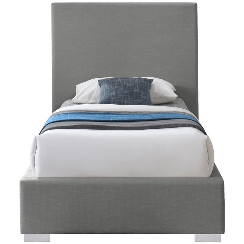 Meridian Furniture Crosby Grey Linen Textured Fabric Twin Bed