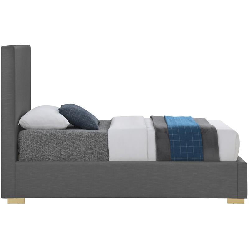 Meridian Furniture Crosby Grey Linen Textured Fabric Twin Bed