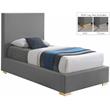 Meridian Furniture Crosby Grey Linen Textured Fabric Twin Bed