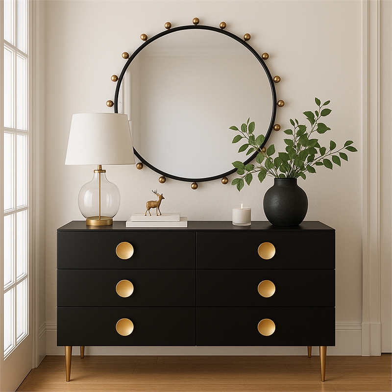 Meridian Furniture Raven Black / Gold Mirror