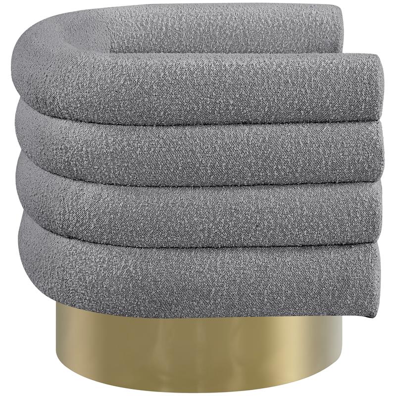 Meridian Furniture Tessa Grey Boucle Fabric Swivel Accent Chair