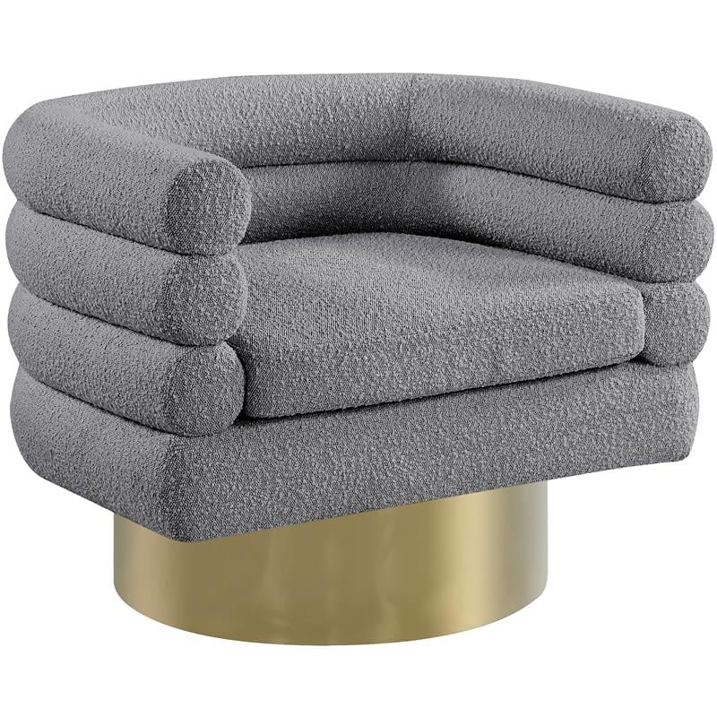 Meridian Furniture Tessa Grey Boucle Fabric Swivel Accent Chair