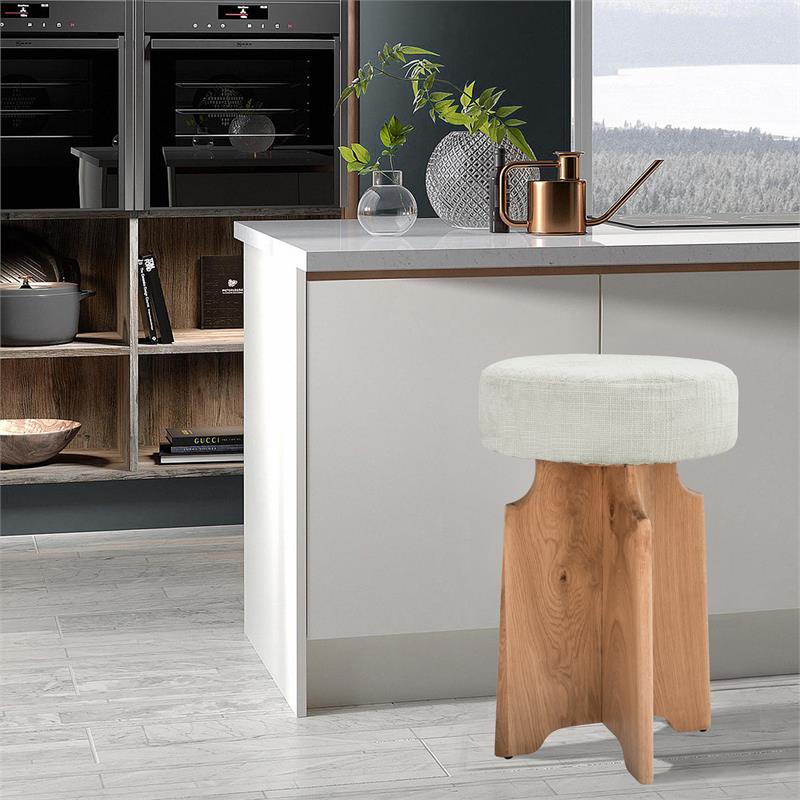 Meridian Furniture Jasper Cream Boucle Fabric Stool