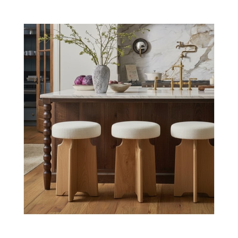 Meridian Furniture Jasper Cream Boucle Fabric Stool